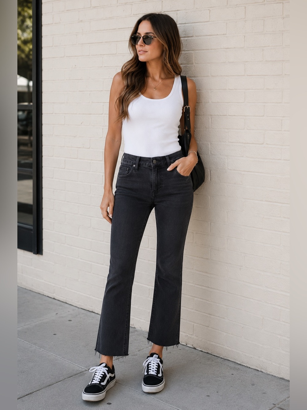 Vigoss Marley Crop Boot Washed Black Raw Hem Stretch Jeans